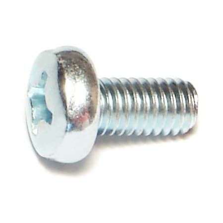 Midwest Fastener M6-1.00 x 12 mm Phillips Pan Machine Screw, Zinc Plated Steel, 50 PK 51572